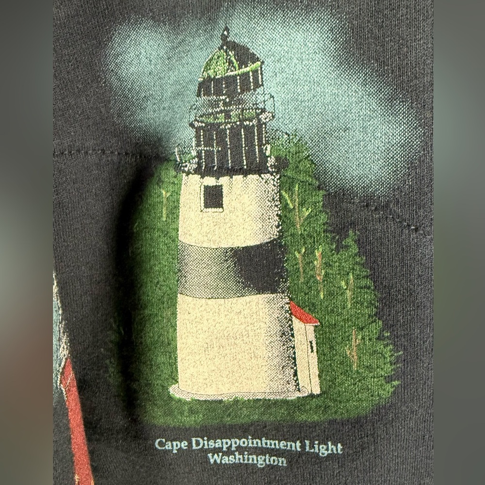 Vintage 1990s Art Unlimited Light House Cardigan Sweatshirt USA Coastal Travel - Picture 4 of 10